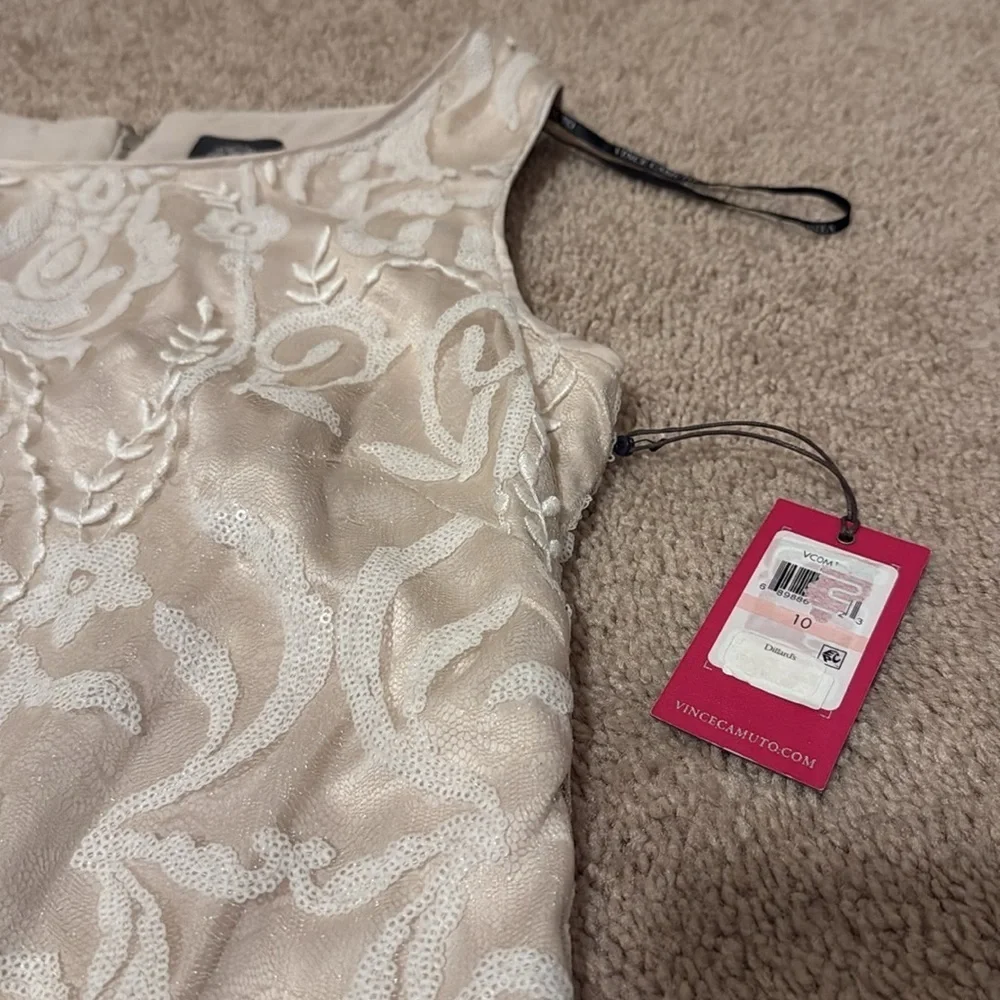 Vince Camuto Cream Ruched Sheath Mini Dress - Picture 11 of 12